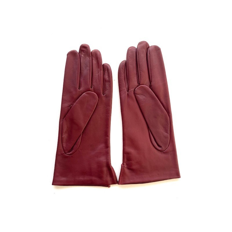 Gants en Cuir d'Agneau Bordeaux Clémentine Doublés en Soie.