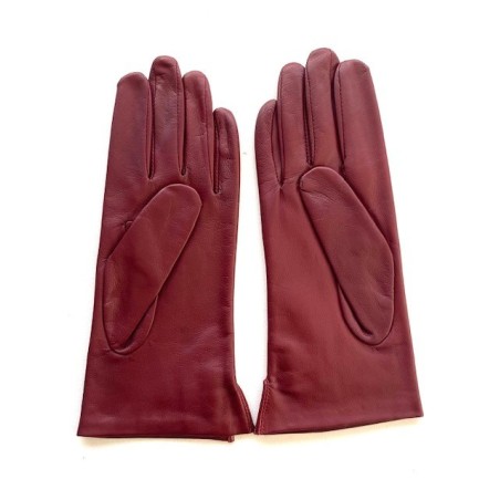 Gants en Cuir d'Agneau Bordeaux Clémentine Doublés en Soie.