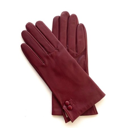 Gants en Cuir d'Agneau Bordeaux Clémentine Doublés en Soie.