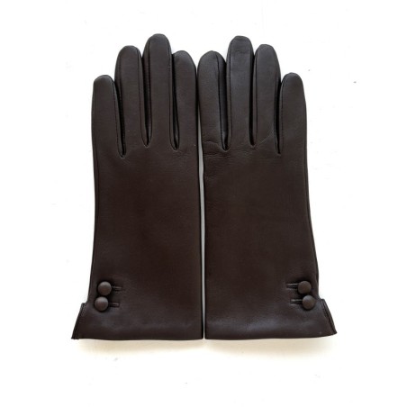Gants en Cuir d'agneau Marron Clémentine Doublés Cachemire.