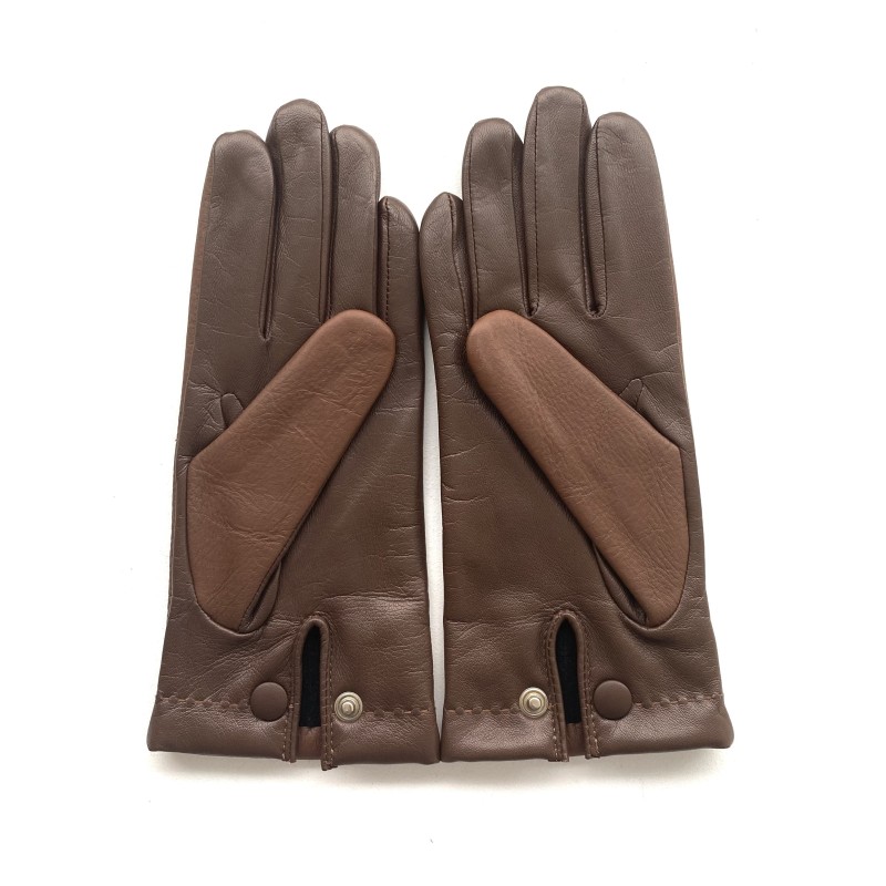 Gants Cuir de Cerf Agneau Tobacco Marron Jean Marie Doublés Cachemire.
