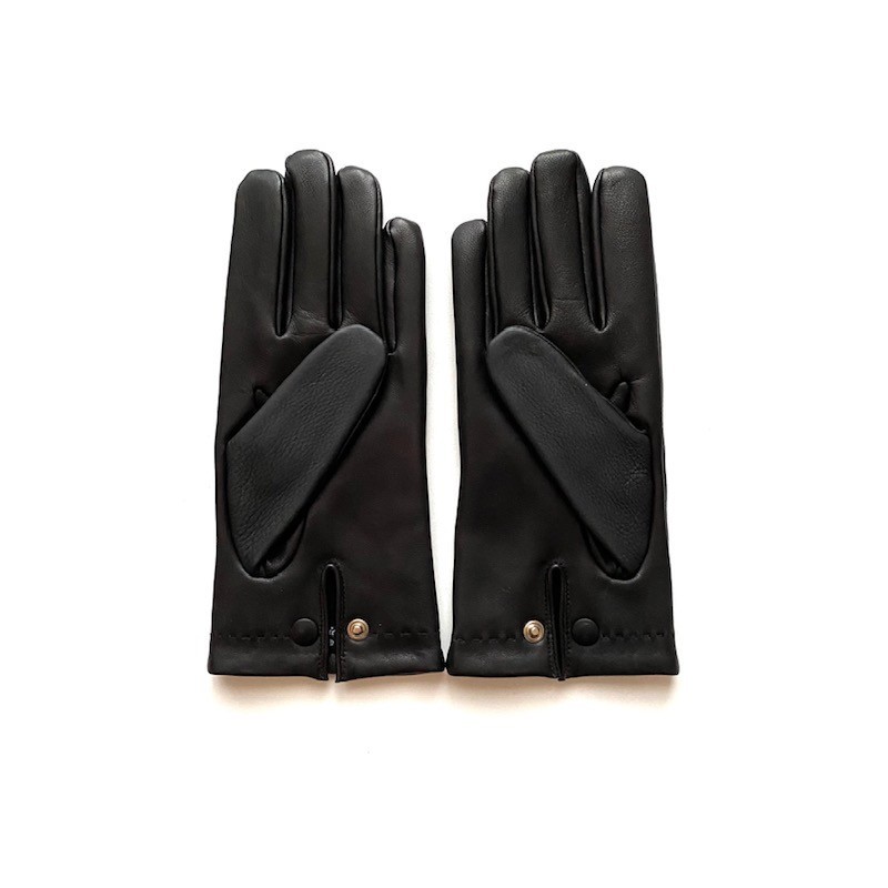 Gants Cuir de Cerf Agneau Noir Jean Marie Doublés Cachemire.