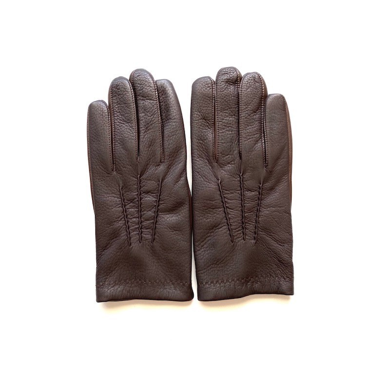 Gants Cuir Cerf Agneau Marron Chocolat Jean Marie Doublés Cachemire.
