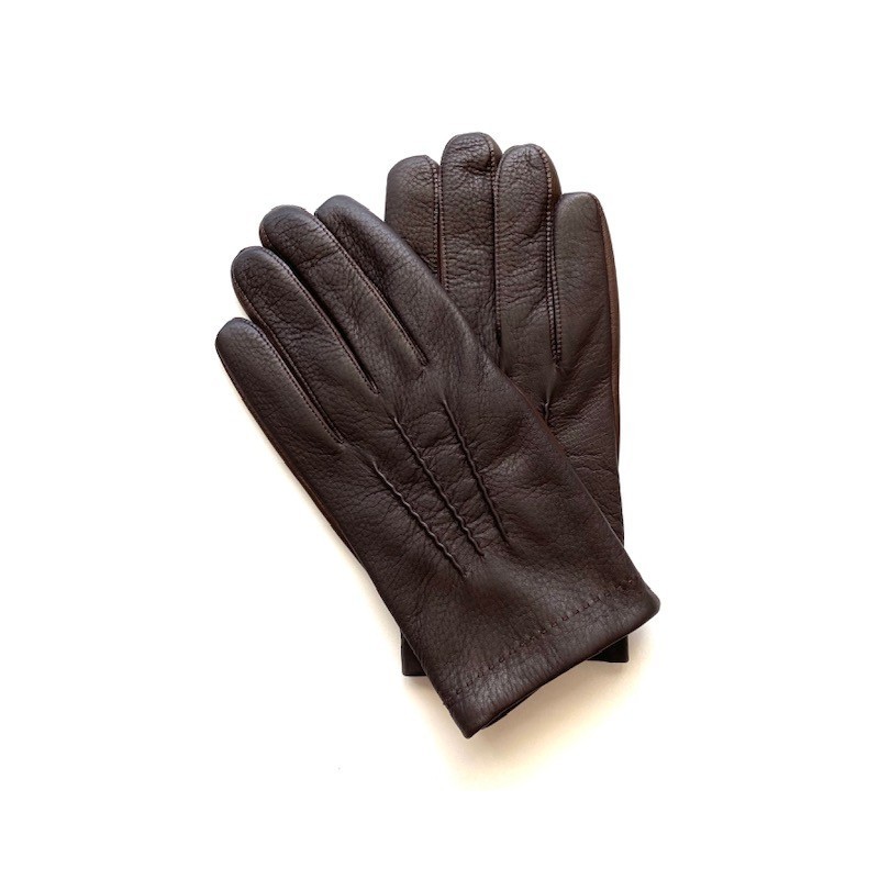 Gants Cuir Cerf Agneau Marron Chocolat Jean Marie Doublés Cachemire.