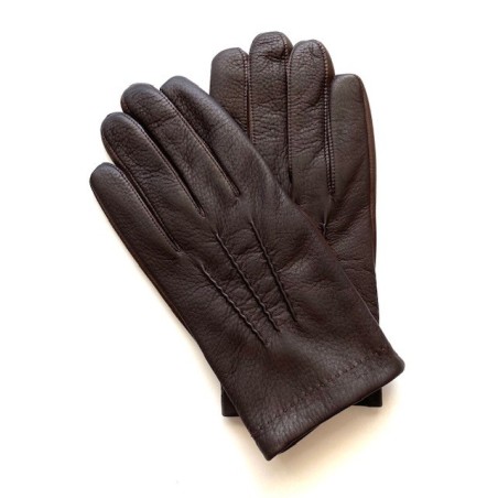 Gants Cuir Cerf Agneau Marron Chocolat Jean Marie Doublés Cachemire.