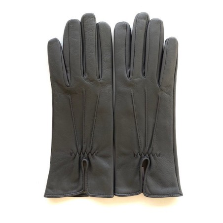 Gants en Cuir d'Agneau Gris Julie Doublés en Soie.