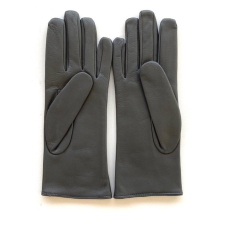 Gants en Cuir d'Agneau Gris Julie Doublés en Soie.