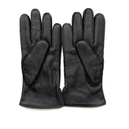 Gants en Cuir de Cerf Noir Marc Doublure Cachemire.