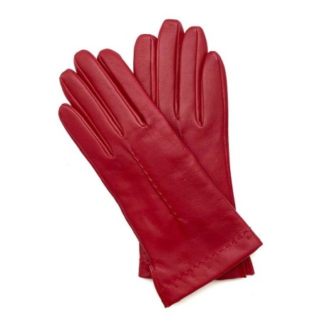 Gants en Cuir d'Agneau Rouge H Thérèse Doublés Cachemire.