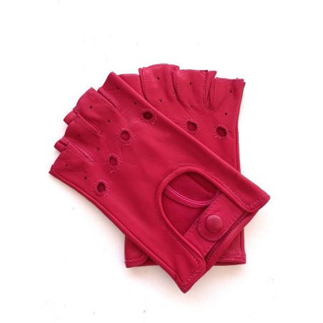 Mitaines en Cuir d'Agneau Fuchsia Pilote Non Doublées.