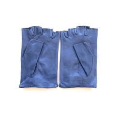 Mitaines en Cuir d'Agneau Bleu Lavande Pilote Non Doublés.