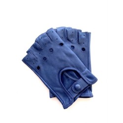 Mitaines en Cuir d'Agneau Bleu Lavande Pilote Non Doublés.