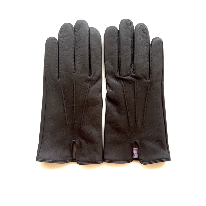 Gants en Cuir d'Agneau Marron Cowboy Doublés Cachemire.