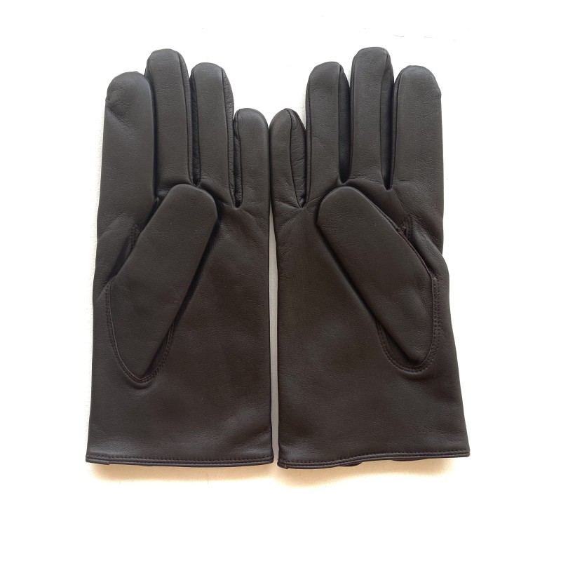 Gants en Cuir d'Agneau Marron Cowboy Doublés Cachemire.