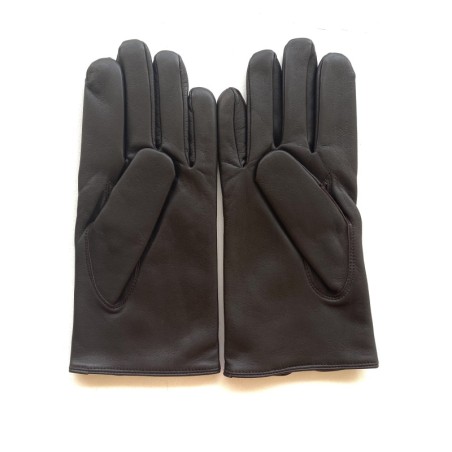 Gants en Cuir d'Agneau Marron Cowboy Doublés Cachemire.