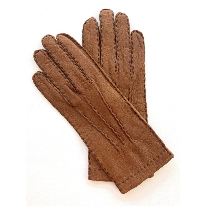 Gants en Cuir de Pécari Cork Patt Doublés Soie.