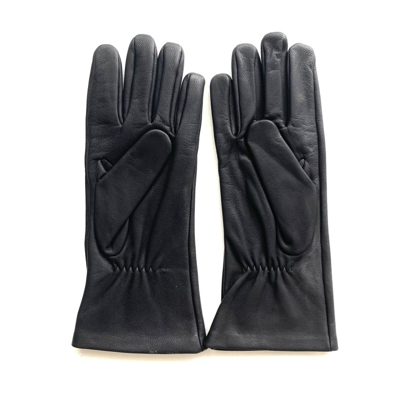 Gants en Cuir de Chèvre Resist Noir Rouge Star Scooter Doublés Soie.