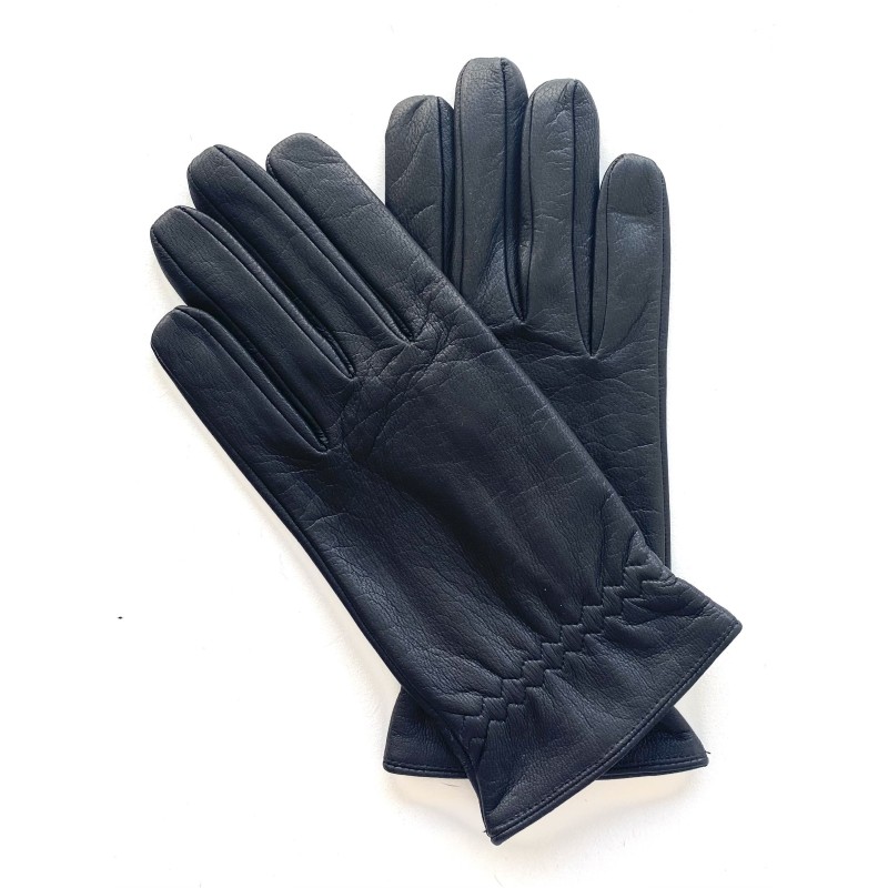 Gants en Cuir de Chèvre Resist Noir Scooter H Doublés Soie.