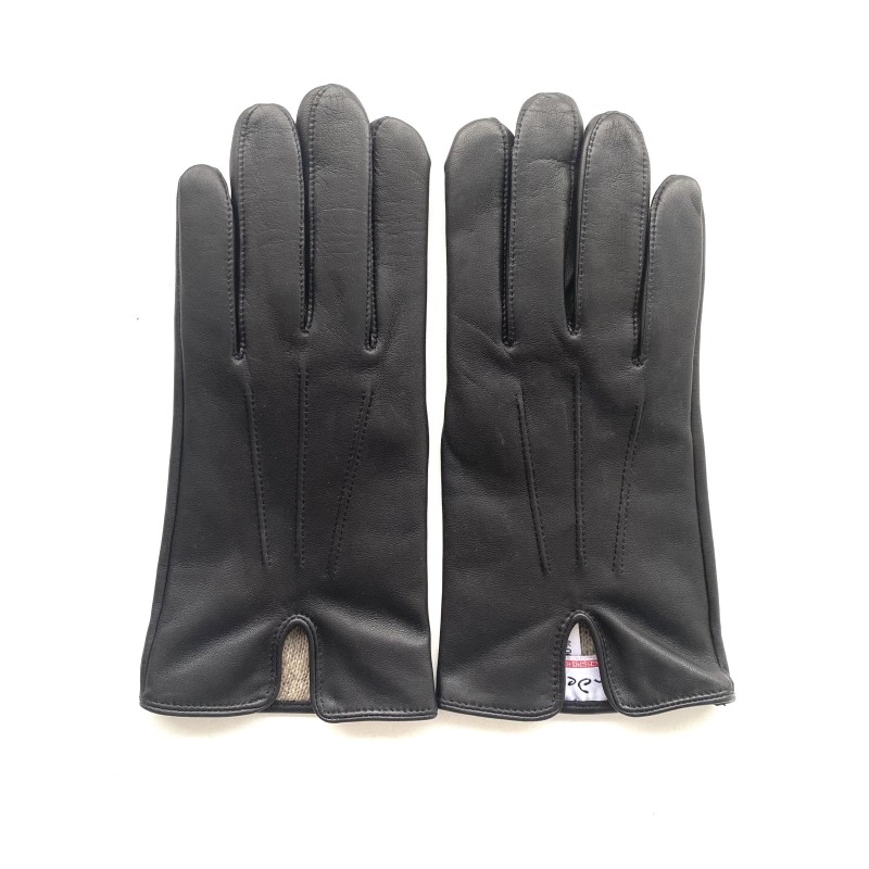 Gants en Cuir d'Agneau Noir Cowboy Doublés Cachemire.