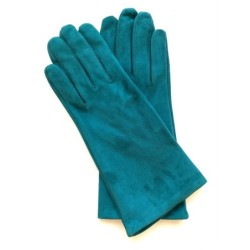Gant en Cuir Chèvre Velours Vert Amande Coline Bis Doublés en Soie.