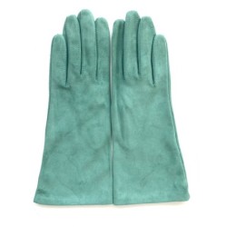 Gant en Cuir Chèvre Velours Glacier Coline Bis Doublés en Soie.
