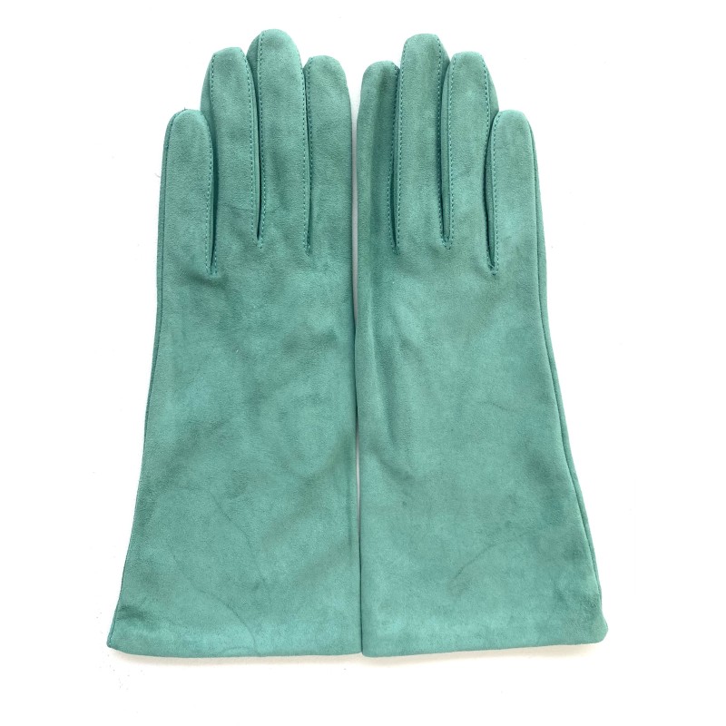 Gant en Cuir Chèvre Velours Glacier Coline Bis Doublés en Soie.