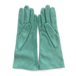 Gant en Cuir Chèvre Velours Glacier Coline Bis Doublés en Soie.