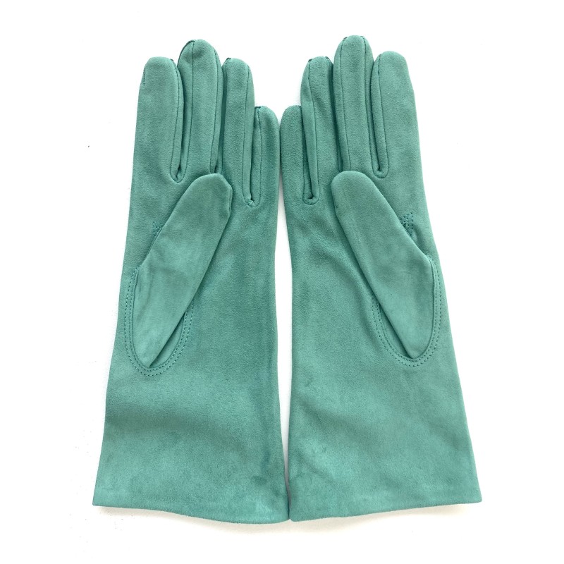 Gant en Cuir Chèvre Velours Glacier Coline Bis Doublés en Soie.