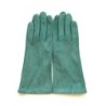 Gant en Cuir Chèvre Velours Vert Emeraude Coline Bis Doublés en Soie.