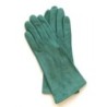 Gant en Cuir Chèvre Velours Vert Emeraude Coline Bis Doublés en Soie.