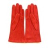 Gant en Cuir Chèvre Velours Rouge Vif Coline Bis Doublés Soie.