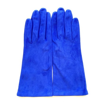 Gant en Cuir Chèvre Velours Bleu Gitane Coline Bis Doublés Soie.