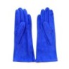 Gant en Cuir Chèvre Velours Bleu Gitane Coline Bis Doublés Soie.