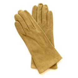 Gant en Cuir Chèvre Velours Maïs Coline Bis Doublés Soie.