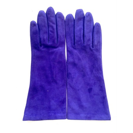 Gant en Cuir Chèvre Velours Violet Coline Bis Doublés Soie.