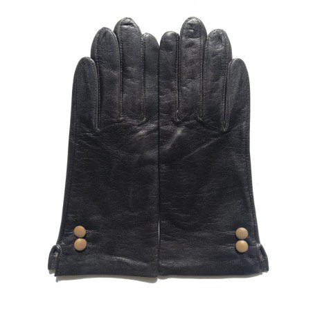 Gants en Cuir d'Agneau Marron Sable Clémentine Doublés Soie.