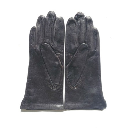 Gants en Cuir d'Agneau Marron Sable Clémentine Doublés Soie.