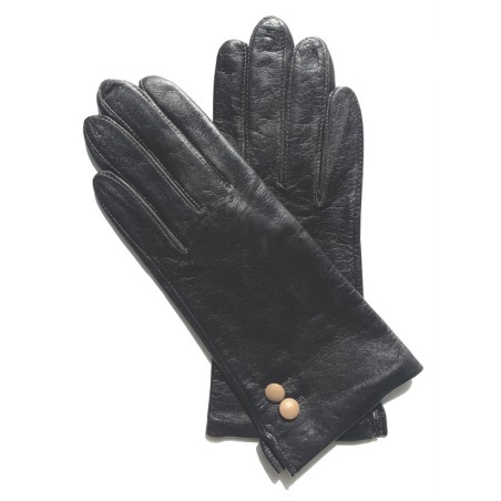 Gants en Cuir d'Agneau Marron Sable Clémentine Doublés Soie.