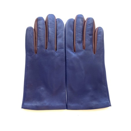 Gants en Cuir d'Agneau Myrtille Bordeaux Twin H Doublés soie