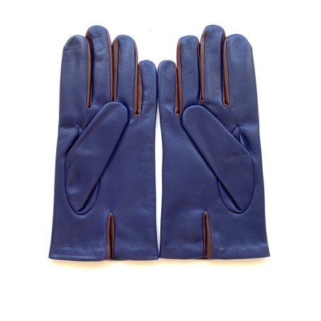 Gants en Cuir d'Agneau Myrtille Bordeaux Twin H Doublés soie