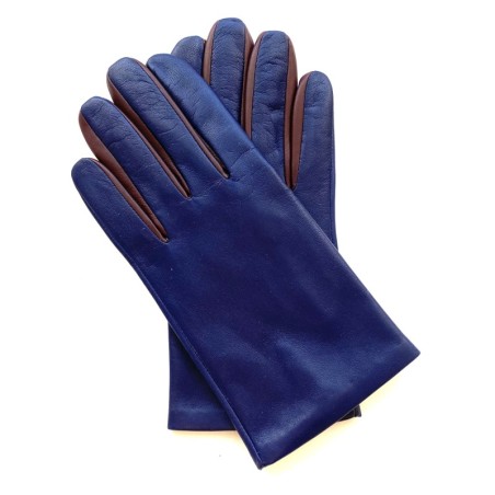 Gants en Cuir d'Agneau Myrtille Bordeaux Twin H Doublés soie