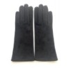 Gant en Cuir Chèvre Velours Noir Coline Bis Doublés Soie.