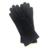 Gant en Cuir Chèvre Velours Noir Coline Bis Doublés Soie.