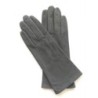 Gant en Cuir Chèvre Velours Gris Coline Bis Doublés Soie.