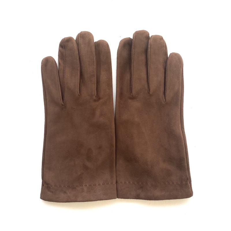 Gants en Cuir Chèvre Velours Vison Martin Doublés Soie.