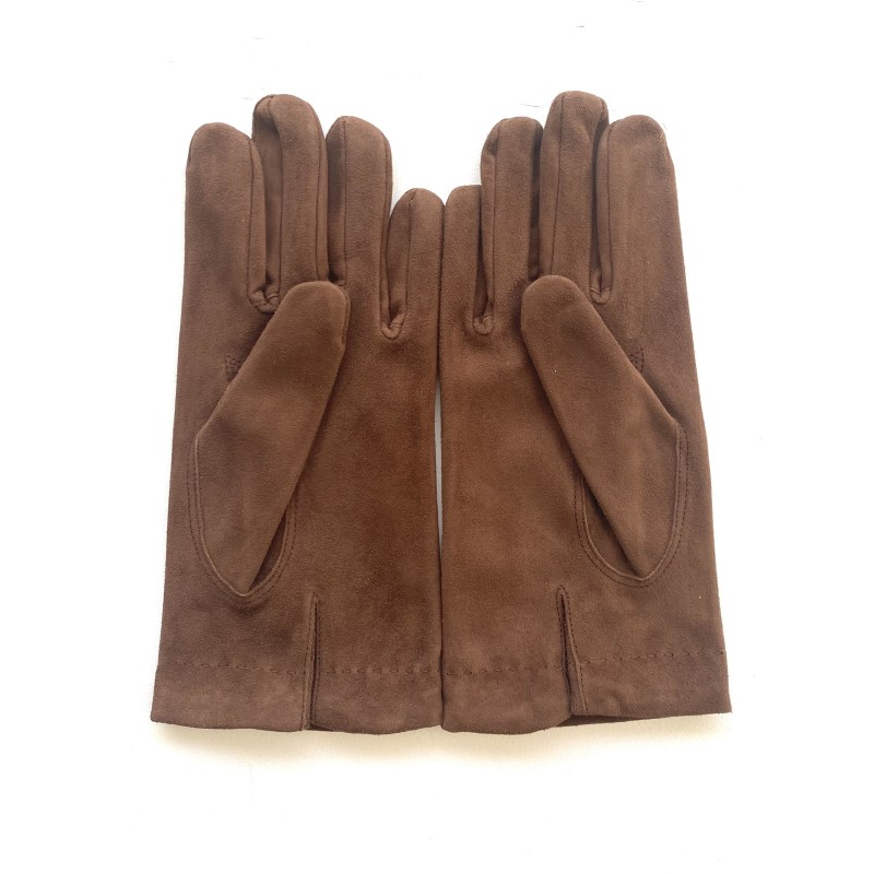 Gants en Cuir Chèvre Velours Vison Martin Doublés Soie.