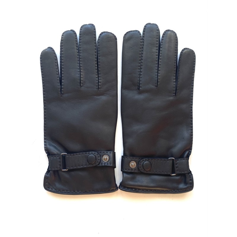 Gants en Cuir d'Agneau Noir Faustin Doublés Cachemire.