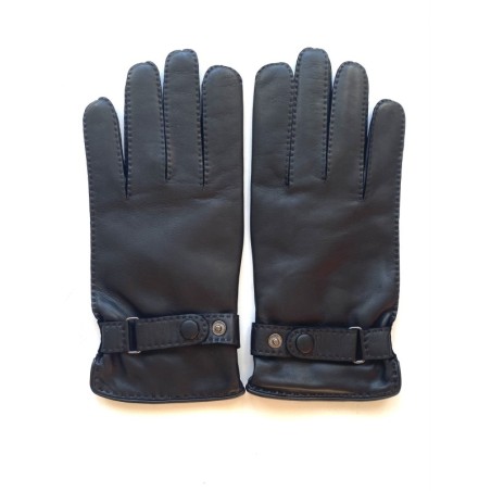Gants en Cuir d'Agneau Noir Faustin Doublés Cachemire.