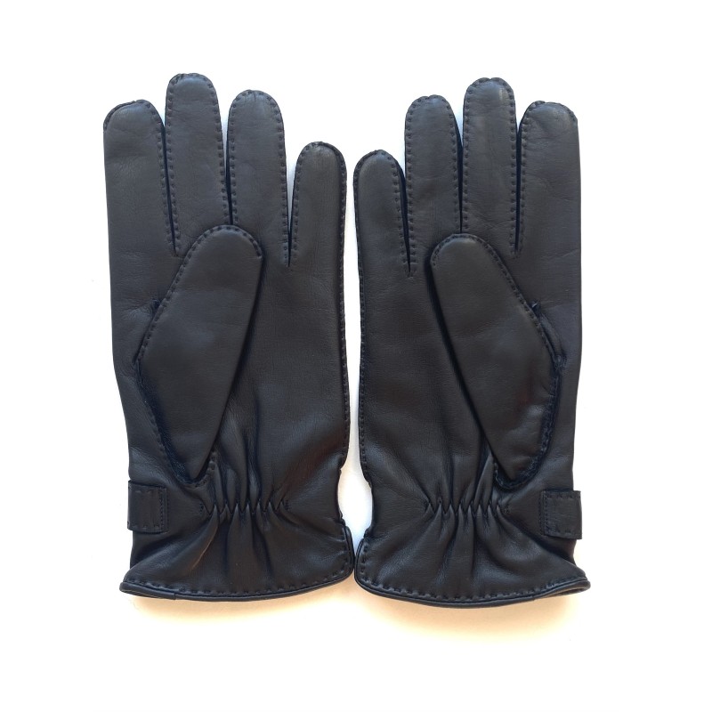 Gants en Cuir d'Agneau Noir Faustin Doublés Cachemire.