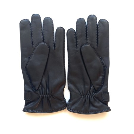 Gants en Cuir d'Agneau Noir Faustin Doublés Cachemire.